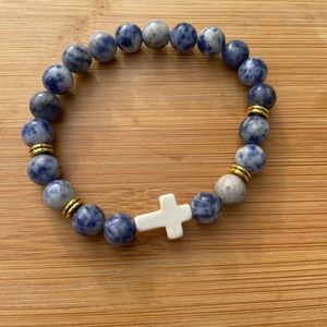 Blue Sodalite Cross Bracelet